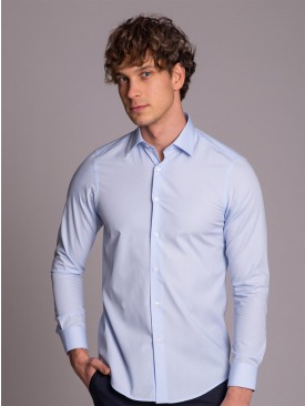 AÇIK MAVİ İPEKSİ KLASİK ERKEK GÖMLEK - SLIM FIT